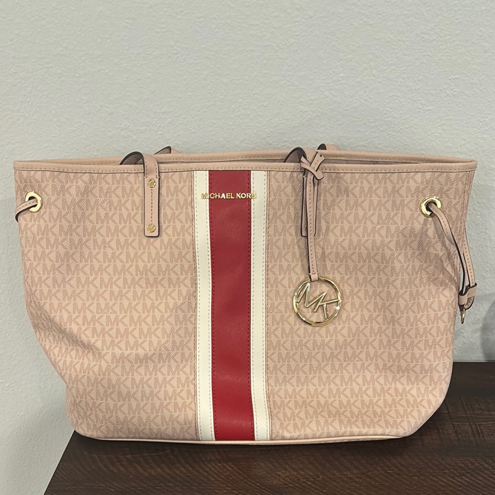 Authentic Michael Kors Pink, Red, and white Women's Bag